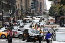 Embouteillages dans une rue de New York, le 18 septembre 2017