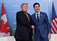 Donald Trump et Justin Trudeau au sommet du G7 de La Malbaie au Canada le 8 juin avant les échanges de critiques acerbes