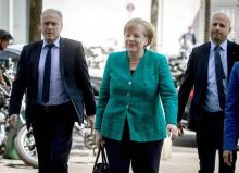 La chancelière allemande Angela Merkel vient rencontrer la direction de son parti, la CDU, le 14 juin 2018 à Berlin