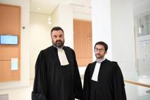 Les avocats de plusieurs membres de la famille, Thomas Klutz et Olivier Parleani, au tribunal de Paris le 25 juin 2018