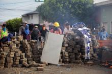 Des manifestants réclament la démocratie et le départ du président Daniel Ortega, le 12 mai 2018 à Masaya au Nicaragua