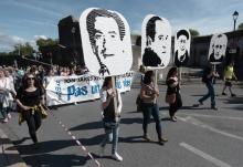 1.600 personnes manifestent à Bayonne (Pyrénées-Atlantiques) pour réclamer la libération de quatre prisonniers basques français, le 16 juin 2018