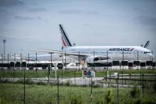 Avions d'Air France photographiés sur le tarmac de l'aéroport de Roissy-CDG, le 24 avril 2018