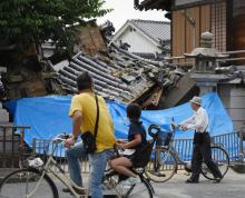 Une maison détruite dans un tremblement de terre à Ibaraki, à Osaka, au Japon, le 18 juin 2018