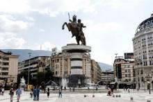 La statue d'Alexandre le Grand, le 10 juin 2018 à Skopje, en Macédoine