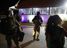 Les forces de sécurité israélienne à Ramallah en Cisjordanie après une attaque au couteau le 26 juillet 2018
