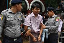 Le journaliste birman Kyaw Soe Oo au tribunal de Rangoun, le 9 juillet 2018