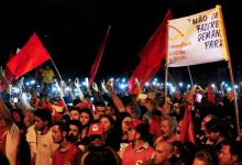 Des soutiens de Lula manifestent le 8 juillet 2018 à Curitiba au Brésil, où est détenu l'ancien président