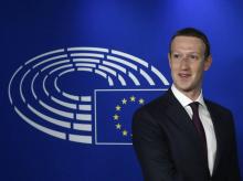 Le patron de Facebook Mark Zuckerberg au Parlement européen à Bruxelles, le 22 mai 2018