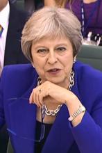 La stratégie de Theresa May est contestée au Royaume-Uni. Photo extraite d'une vidéo enregistrée par les services du Parlement britannique (PRU) le 18 juillet 2018