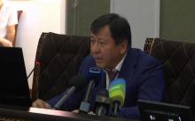 Le ministre tadjik de l'Intérieur Ramazon Hamro Rahimzoda lors d'une conférence de presse le 30 juillet 2018 à Douchanbe
