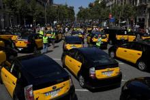 Les taxis de la ville de Barcelone sont en grève depuis le 26 juillet 2018, pour protester contre la "concurrence déloyale" des VTC
