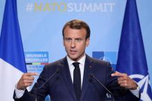 Le président français Emmanuel Macron le second jour du sommet de l'OTAN à Bruxelles, le 12 juillet 2018