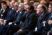 Les représentants des syndicats et du patronat réunis à l'Elysée pour les voeux du président François Hollande aux partenaires sociaux