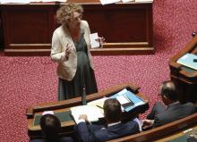 La ministre du Travail Muriel Pénicaud s'exprime devant les sénateurs, à Paris, le 6 juillet 2017