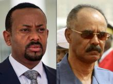 Ce montage du 29 juin 2018 montre le Premier ministre éthiopien Abiy Ahmed (à gauche) et le président érythréen Isaias Afwerki.