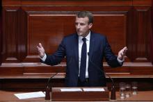 Le président Emmanuel Macron s'exprimant devant l'ensemble des députés et sénateurs réunis en Congrès à Versailles, le 9 juillet 2018.