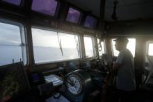 L'Espagnole Marc Reig, capitaine du navire de l'ONG Proactiva Open Arms à l'approche du port de Palma de Majorque le 21 juillet 2018.