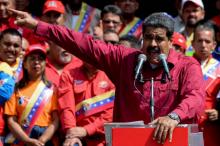 Nicolas Maduro lors d'un discours devant ses partisans, le 1er mai 2018 à Caracas