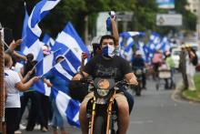 Des opposants au président nicaraguayen Daniel Ortega manifestent, le 4 juillet 2018 à Managua