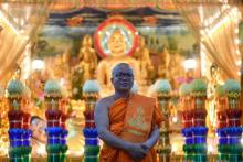 Le moine bouddhiste cambodgien Sao Chanthol au temple Wat Langka à Phnom Penh, le 27 juillet 2018