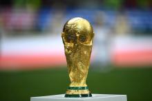 Le trophée de la Coupe du Monde 2018 convoité par la France et la Croatie en finale à Moscou, le 15 juillet 2018
