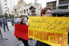 Des militants en faveur des droits pour les homosexuels manifestent à Beyrouth le 15 mai 2016