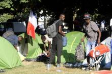 Evacuation d'un camp de migrants installé depuis plus d'un mois dans le centre-ville de Nantes, le 23 juillet 2018