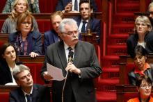 Le chef de file des Communistes André Chassaigne à l'Assemblée nationale à Paris le 27 mars 2018
