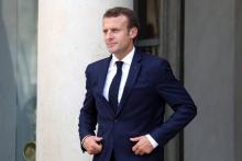 Le président Emmanuel Macron sur le perron de l'Elysée le 6 juillet 2018