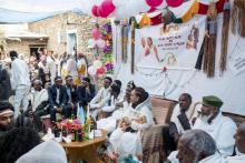 Le mariage de Solomon Aregawi et Yordanos H/Mariam dans la ville d'Alitena, le 12 juillet 2018. A breakneck peace process between the former foes over the past six weeks hinges on Ethiopia's vow to fi