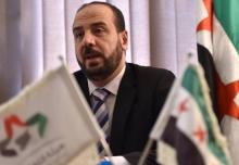Nasr al-Hariri, le chef de l'opposition syrienne en exil, durant une interview avec l'AFP à Ryad, le 26 juillet 2018