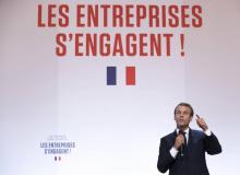 Le président français Emmanuel Macron a réuni les dirigeants des 100 plus grandes entreprises français à l'Elysée, le 17 juillet 2018