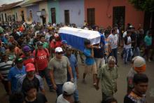 Enterrement d'un étudiant tué par la police, le 16 juillet 2018 à Managua