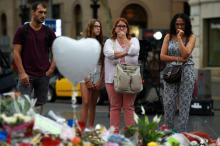 Hommage aux victimes de l'attentat de Barcelone, sur l'avenue de las Ramblas, le 19 août 2017