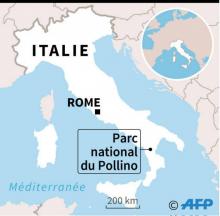 Carte de localisation du parc national du Pollino en Calabre, dans le sud de l'Italie où 8 randonneurs ont été tués dans la crue soudaine du torrent Raganello