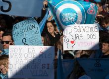 Manifestation à l'appel des églises évangéliques contre le projet de légalisation de l'avortement, le 4 août 2018 à Buenos Aires, en Argentine