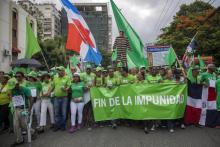 Manifestation contre la corruption et l'impunité à Saint-Domingue en République dominicaine le 12 août 2018