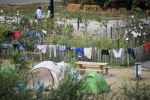 Un campement de fortune héberge 450 migrants, dans le centre ville de Nantes, le 30 août 2018