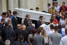Les obsèques du joueur d'Aurillac Louis Fajfrowski à Fabrègues le 17 août 2018