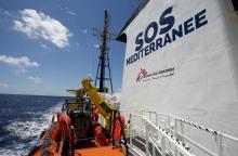 Le navire de secours Aquarius, affrêté par l'association SOS Méditerranée, le 26 juin 2018