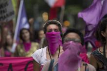 Manifestation pour dénoncer les violences contre les femmes, le 28 novembre 2017 à Rio de Janeiro, au Brésil