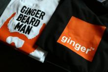 Des tshirts pour revendiquer sa fierté d'être roux, vendus lors de la Ginger Pride à Belfast, en Irlande du Nord, le 11 février 2017