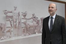 Le Commissaire européen à l'Economie Pierre Moscovici au ministère des Finances à Athènes le 03 juillet 2018