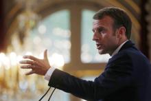 L'Europe "ne peut plus remettre sa sécurité aux seuls Etats-Unis", a affirmé le président français Emmanuel Macron, dans un discours devant les ambassadeurs français le 27 août 2018 à Paris.