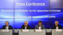 Une conférence de presse organisée à Bruxelles par le Conseil national de la résistance iranienne (CNRI), le 8 août 2018