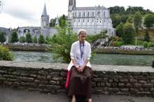 Soeur Bernadette Moriau à Lourdes après un pélerinage, le 13 août 2018