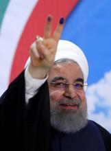 Le président iranien Hassan Rohani après avoir présenté sa candidature à sa réélection, le 14 avril 2017 à Téhéran