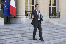 Gérald Darmanin, ministre des Comptes publics, quitte l'Elysée après le dernier conseil des ministres avant les congés d'été, le 03 août 2018