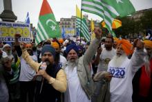 Des Sikhs manifestent à Londres pour réclamer un référendum sur l'indépendance du Pendjab, le 12 août 2018